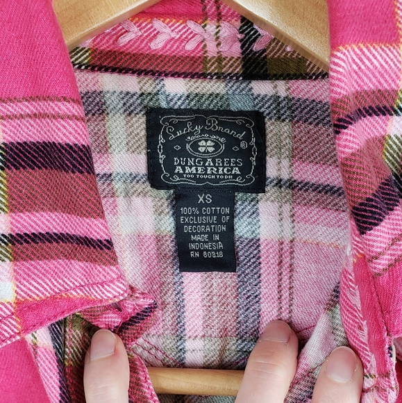 Lucky Brand Hot Pink Flannel Shirt - Picture 5 of 6